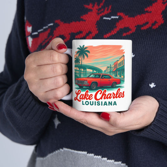 Vintage Lake Charles Louisiana Ceramic Mug - Perfect for Souvenir Collectors, Travel Enthusiasts, Coffee Lovers, Gift for Him/Her