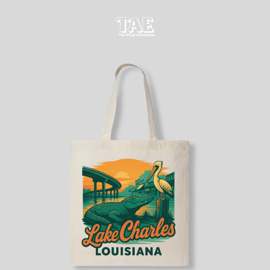 Lake Charles Gator & Pelican - Tote Bag